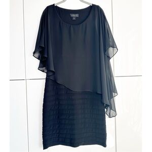 Scarlet Little Black Dress Size 6 Sheer Cape Overlay Evening Wedding Cocktail